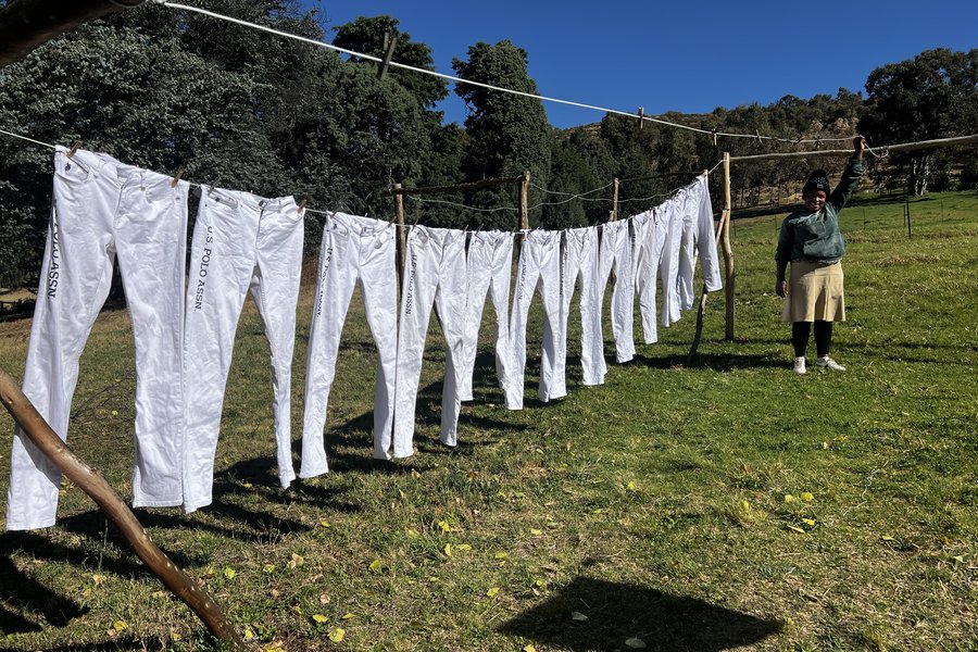 White polo breeches on the washing line